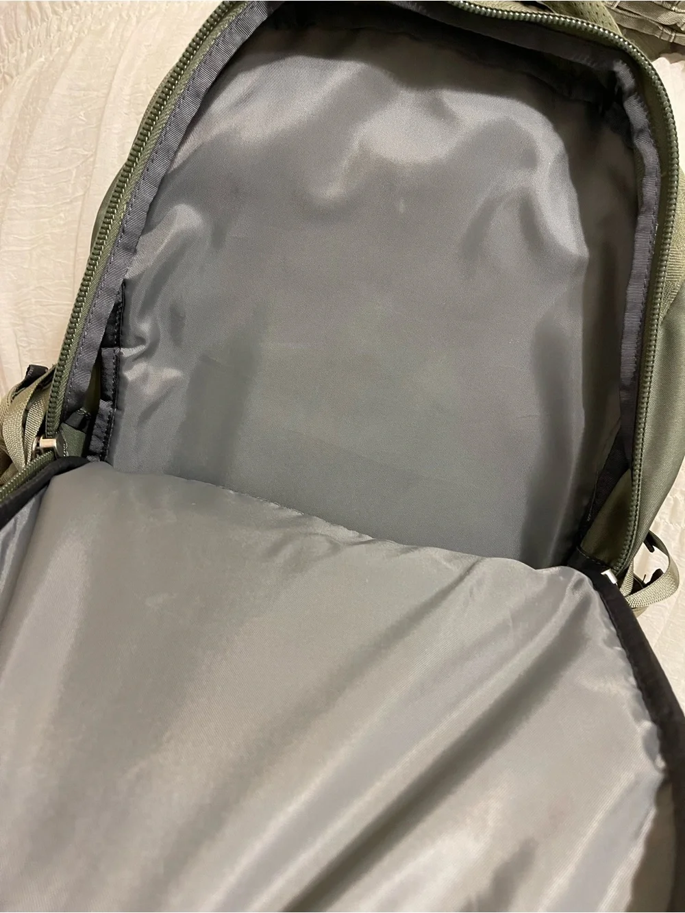 The North Face Olive Green & Purple Backpack